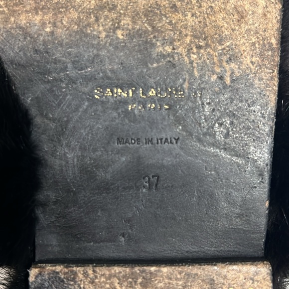 New Saint Laurent Women's Pepe 05 Shearling Slippers in Black Nordicfur - Picture 5 of 5